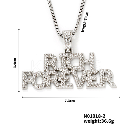 Alloy Crystal Rhinestone 3D English Rich Forever Pendant Necklaces KK1216-2-1