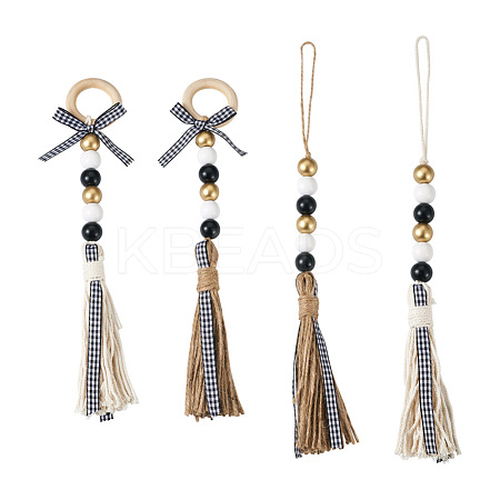 Crafans 4Pcs 2 Style Senior Year Theme Hemp Rope Tassels Pendant Decorations HJEW-CF0001-17-1