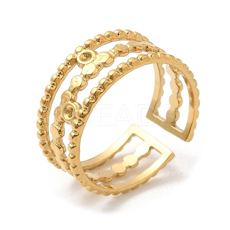 304 Stainless Steel Triple Line Open Cuff Rings for Women STAS-D085-26G-1