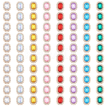 80Pcs 8 Colors Rectangle Octagon Sew on Rhinestone FIND-CA0010-07-1