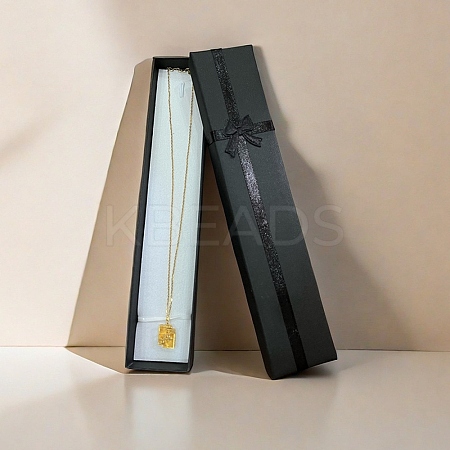 Cardboard Jewelry Necklace Boxes with Bowknot CON-YWC0006-01G-1