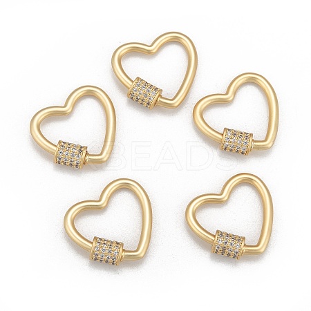 Brass Micro Pave Cubic Zirconia Screw Carabiner Lock Charms ZIRC-G160-23G-1