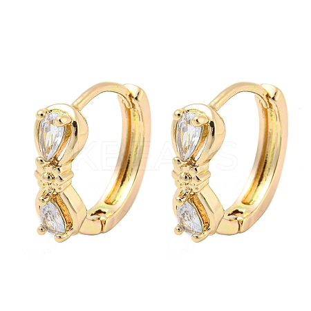Brass Micro Pave Clear Cubic Zirconia Hoop Earrings for Women EJEW-E295-20KCG-1