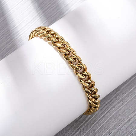 304 Stainless Steel Curb Chain Bracelets for Unisex BJEW-K283-02A-G-1