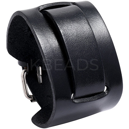1Pc Vintage Punk Rock Style Wide Leather Cord Wristband Bracelets for Unisex BJEW-CL0001-17A-1