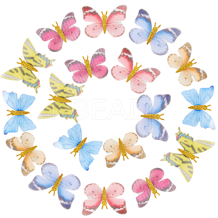 18Pcs 6 Styles Cloth Butterfly Alligator Hair Clip OHAR-GF0001-39-1