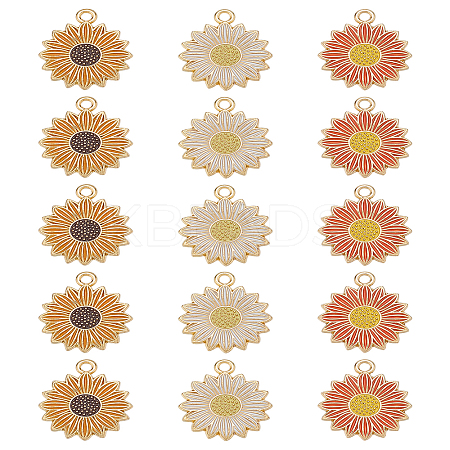 15Pcs 3 Colors Alloy Enamel Pendants FIND-LP0002-29-1