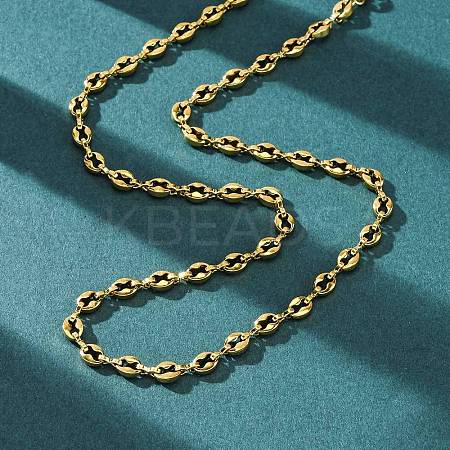 304 Stainless Steel Coffee Bean Chain Necklaces NJEW-C073-11G-1