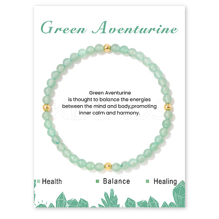 Natural Green Aventurine Beaded Stretch Bracelets for Women WA9993-6-1