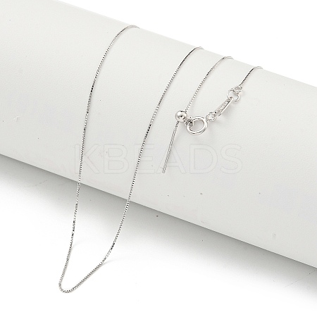 Rhodium Plated 925 Sterling Silver Box Chain Necklaces NJEW-C052-03P-1