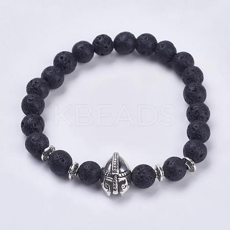 Natural Lava Rock Stretch Bracelets BJEW-F280-A06-1