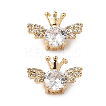Brass Micro Pave Clear Cubic Zirconia Beads KK-G531-05G-1