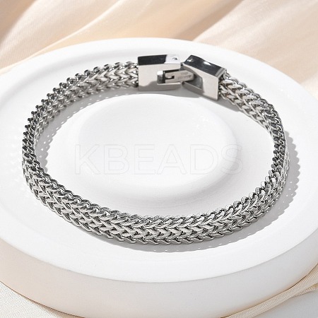 304 Stainless Steel Wheat Chain Bracelets for Women Men STAS-N117-02P-1