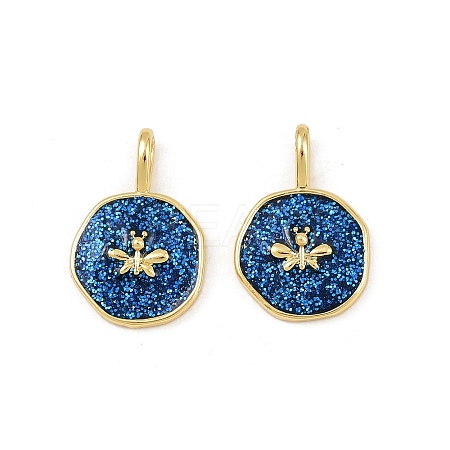 Brass Sequins Enamel Pendants KK-F908-17G-03-1