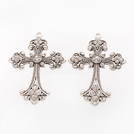 Alloy Rhinestone Cross Big Gothic Pendants LS-ALRI-1475-RS-1