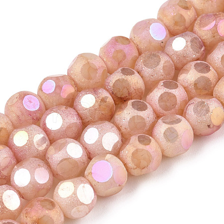 Opaque Frosted Glass Beads Strands EGLA-N006-076H-1
