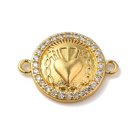 Rack Plating Brass Micro Pave Clear Cubic Zirconia Connector Charms KK-K345-16G-1