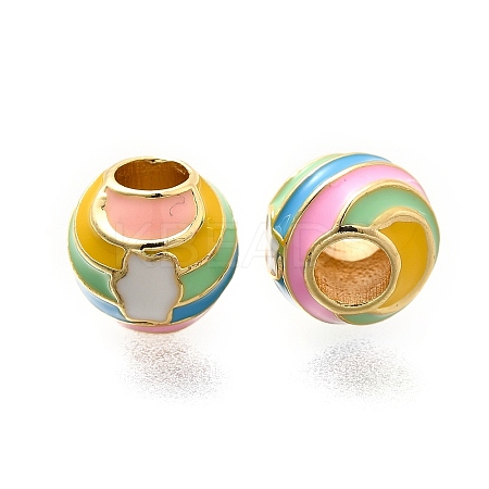 Brass Enamel European Beads KK-C087-24G-1