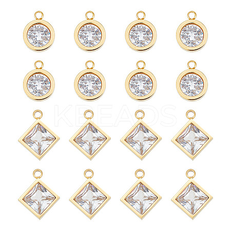 Unicraftale 16Pcs 4 Style 304 Stainless Steel Rhinestone Charms STAS-UN0055-94-1