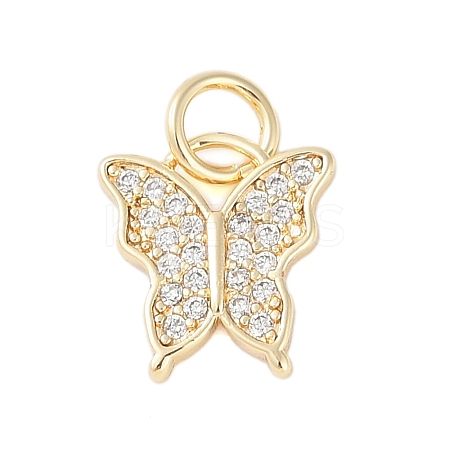 Rack Plating Brass Micro Pave Clear Cubic Zirconia Charms KK-Z060-05G-02-1