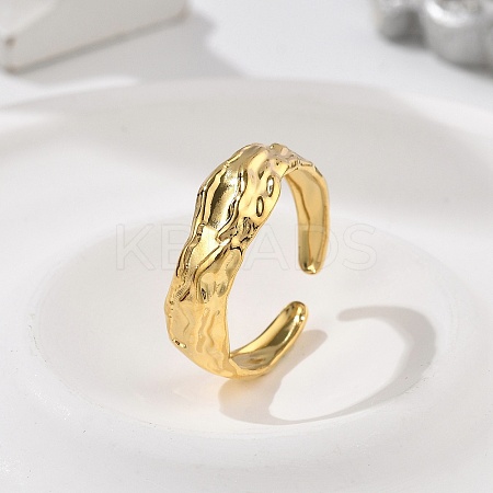 Textured 304 Stainless Steel Open Cuff Rings RJEW-R014-03G-03-1