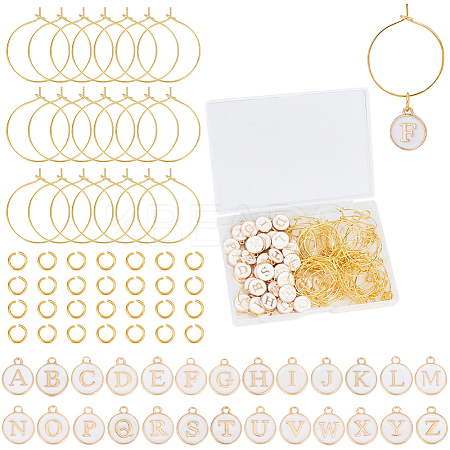 DIY Initial Letter A~Z Alphabet Brass Enamel Wine Glass Charm Rings Making Kits DIY-SC0024-59B-1