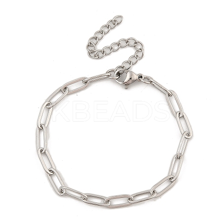 304 Stainless Steel Paperclip Chain Bracelets for Women BJEW-C046-02P-1