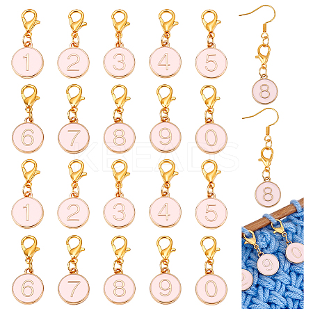 20Pcs 10 Styles Alloy Enamel Pendant Locking Stitch Markers HJEW-PH02083-1