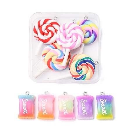 10Pcs 2 Styles Resin Pendants RESI-FP0001-31-1