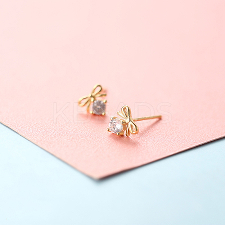 Brass Micro Pave Clear Cubic Zirconia Stud Earrings FS-WGE47D1-11-1