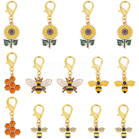 24Pcs 6 Styles Bees Alloy Enamel Shoe Charms HJEW-CP00012-1