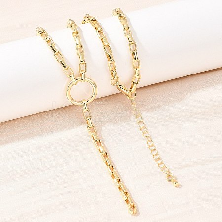 Brass Box Chain Y Lariat Necklaces NJEW-H087-05G-1