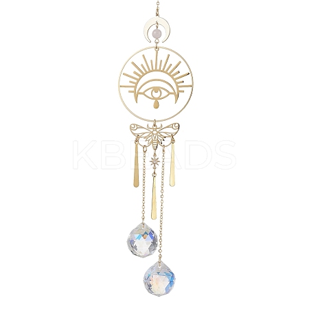 Brass Butterfly Eye Pendant Decoration HJEW-TA00225-1