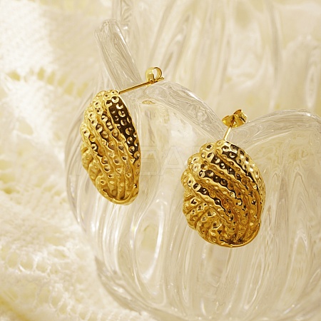 304 Stainless Steel Seashell Shape Earrings for Women YL2930-1-1