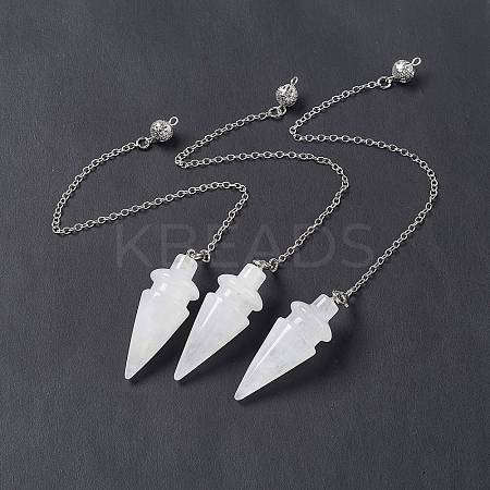 Natural Quartz Crystal Pointed Dowsing Pendulums AJEW-B020-01P-07-1