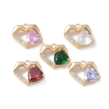 Brass Micro Pave Cubic Zirconia Charms KK-H482-01G-1