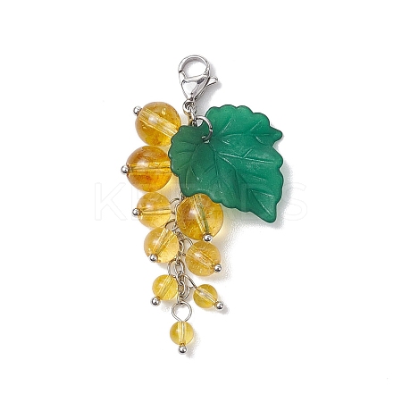 Grape Synthetic Citrine Pendant Decorations HJEW-TA00266-04-1