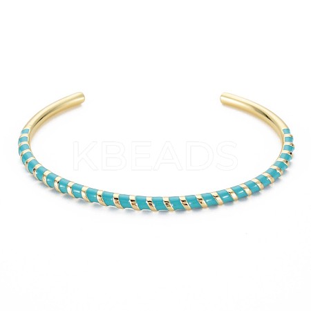 Twisted Brass Enamel Cuff Bangle BJEW-T020-02I-NF-1