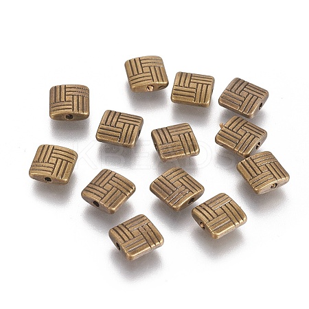 Tibetan Style Alloy Square Carved Stripes Beads LS-TIBEB-5602-AB-FF-1