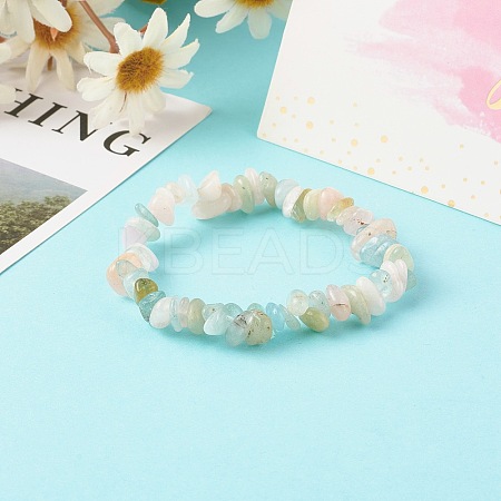 Natural Morganite Chip Beads Stretch Bracelets for Children BJEW-JB06388-10-1