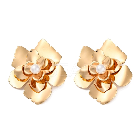 Alloy Flower Stud Earrings for Women EJEW-U028-14G-1