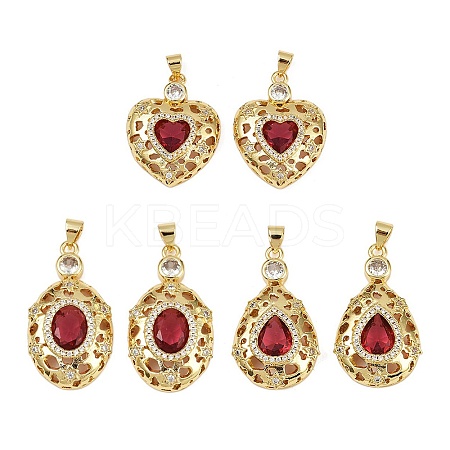 Brass Micro Pave Cubic Zirconia Pendants KK-S526-20G-A-1