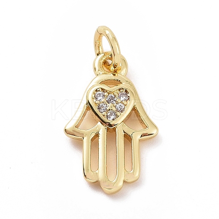 Brass Micro Pave Cubic Zirconia Palm Charms KK-C012-08G-1