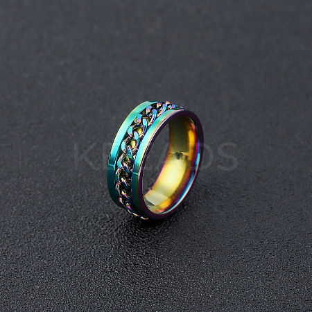 304 Stainless Steel Rotatable Chain Finger Rings for Men FS-WG60CA3-32-1