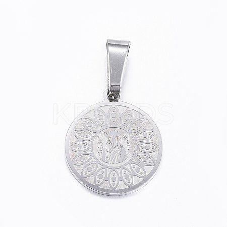 Non-Tarnish 304 Stainless Steel Pendants with 201 Stainless Steel Clasp LS-STAS-H355-09P-1