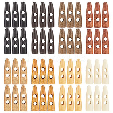 48Pcs 8 Colors 2-Hole Wood Buttons WOOD-GF0002-35A-1