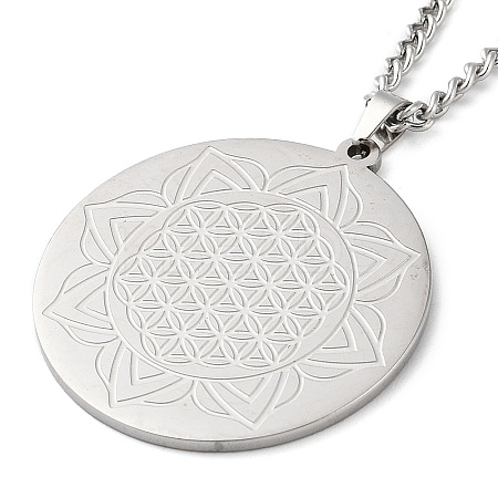 Non-Tarnish 304 Stainlessa Steel Curb Chain Pendant Necklaces NJEW-H034-03P-1