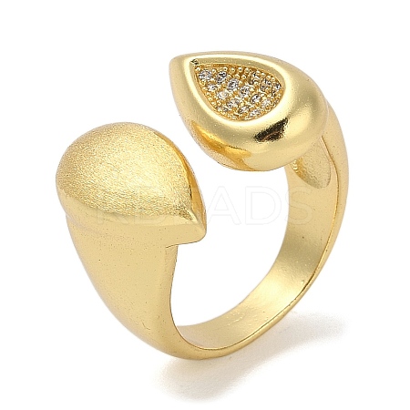 Rack Plating Brass Micro Pave Cubic Zirconia Cuff Finger Rings for Women RJEW-C114-19C-G-1