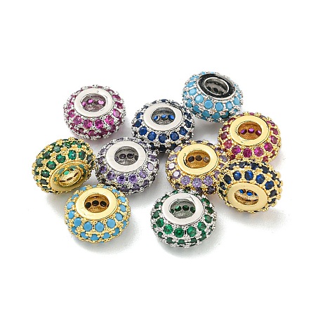 Rack Rack Plating Brass Micro Pave Cubic Zirconia Beads KK-B091-03-1