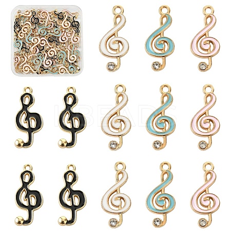 60Pcs 4 Colors Alloy Enamel Pendants ENAM-YW0005-58-1